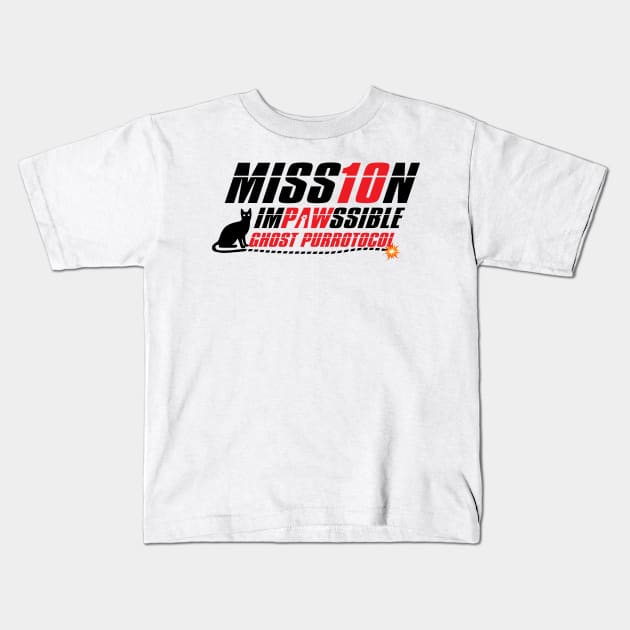 Mission Impawssible White Kids T-Shirt by Cinestore Merch